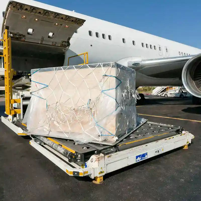 Cargo being loaded onto an airplane