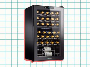 collage of Wine Enthusiast 32-Bottle Dual Zone MAX Compressor Wine Cooler