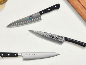 a variety of Japanese style chefs knives
