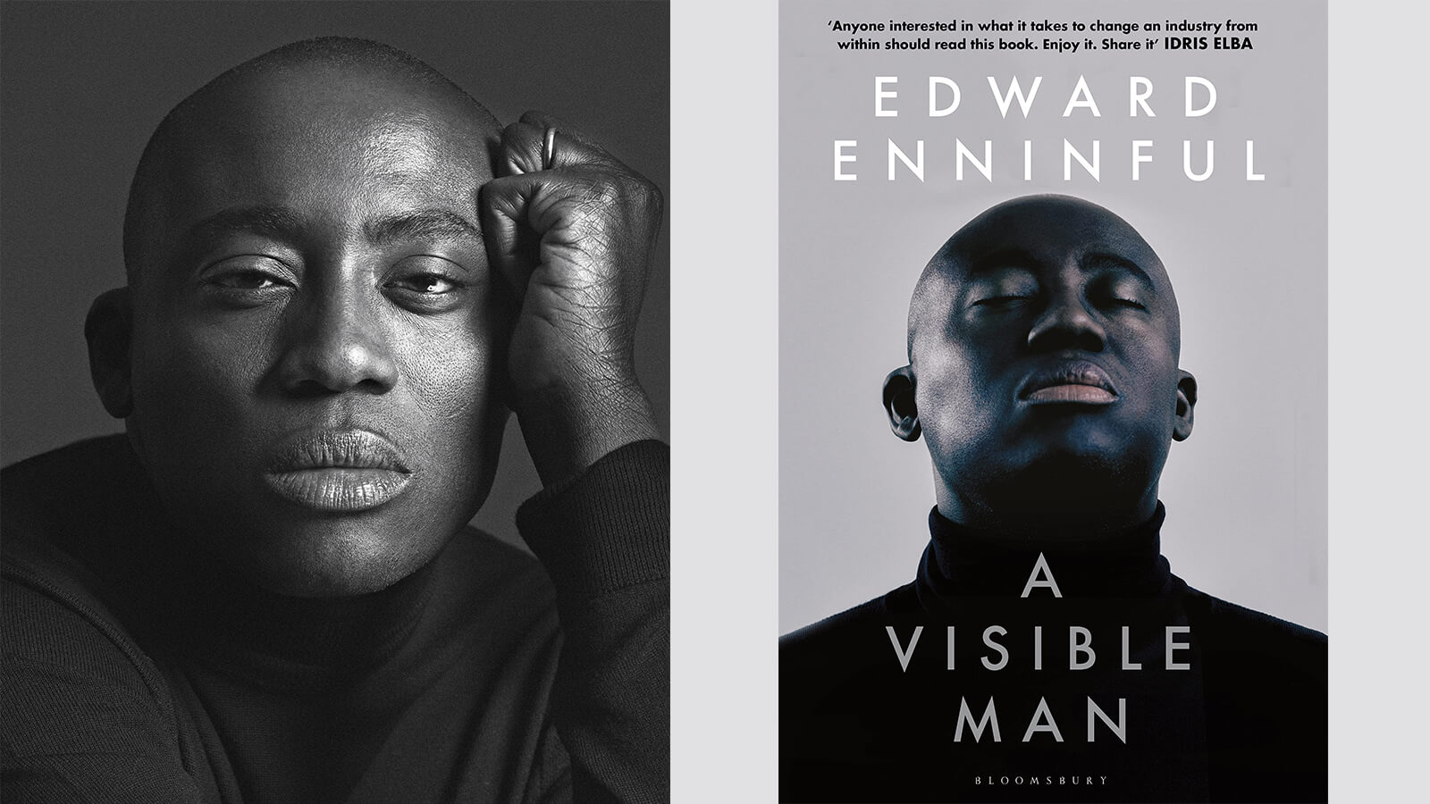 Portrait of British Vogue editor-in-chief Edward Enninful and his book cover