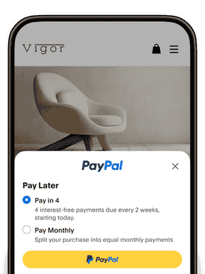 A mobile checkout screen showing PayPal Pay Later options and the PayPal button.