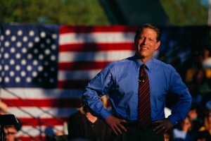 Vice President Al Gore makes an appearance during his presidential campaign. Gore lost the 2000 Presidential Election to George W. Bush after a controversial vote recount in Florida. (Photo by Brooks Kraft LLC/Sygma via Getty Images)