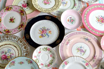 group of vintage plates