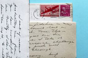 Old Letters and Envelope on Blue