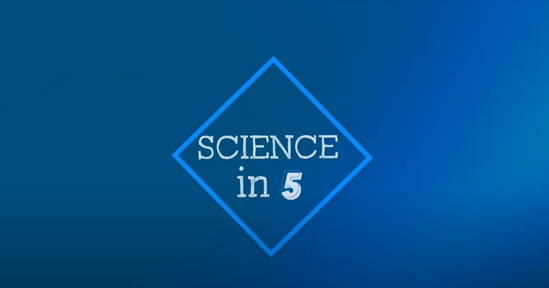 text - Science in 5 on blue background