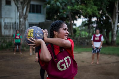 Young woman playing netball in Tonga