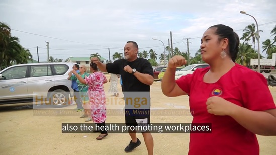 People in the Pacific exercising