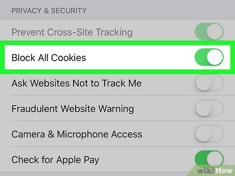 Step 4 Toggle the "Block All Cookies" switch On icon.