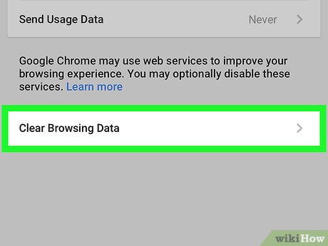 Step 5 Tap Clear Browsing Data.