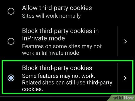 Step 5 Choose which cookies to disable.