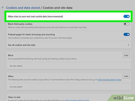 Step 6 Enable "Allow sites to save and read cookie data (recommended)" icon.