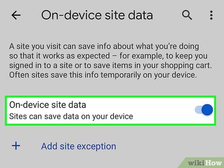 Step 4 Toggle on "On-device site data."