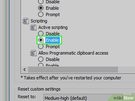 Step 12 Tích vào ô "Enable" phía dưới "Active scripting".