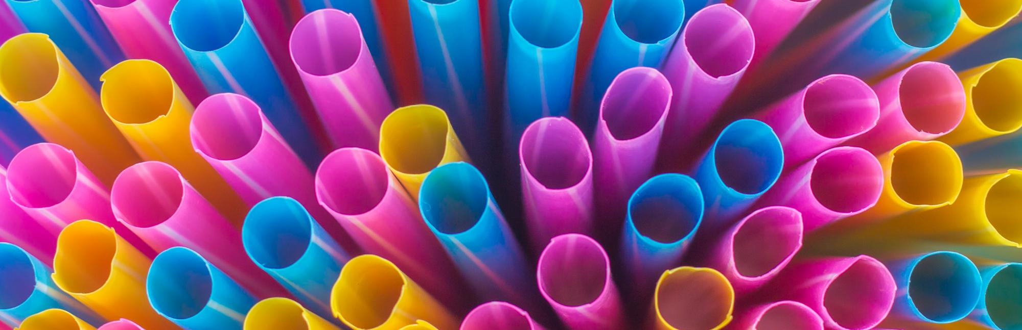 Colourful plastic straws