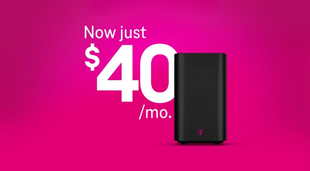 A T-Mobile high-speed internet router and the words now just $40/mo.
