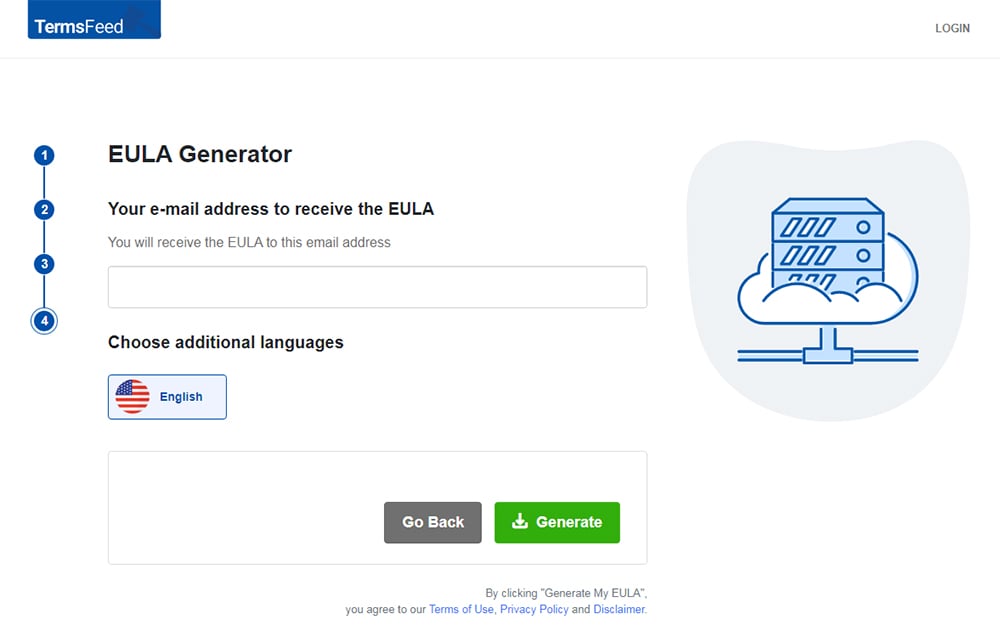 TermsFeed EULA Generator: Enter your email address - Step 4