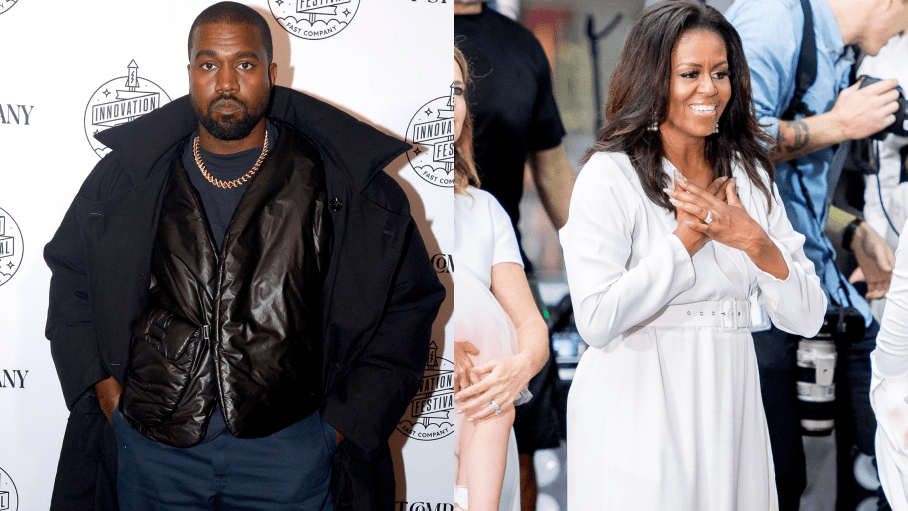 Split Image Of Kanye West And Michelle Obama