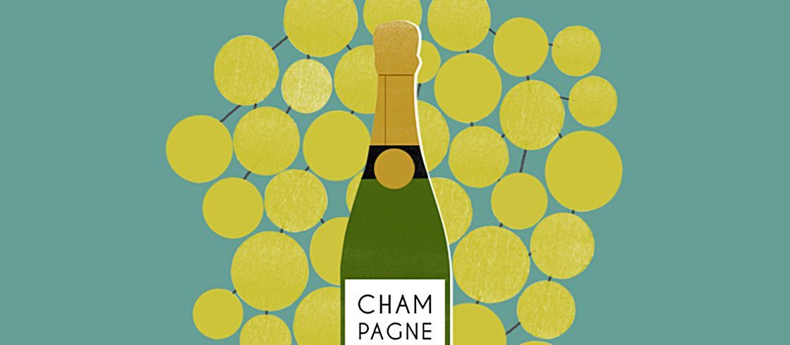 Le chic de la bouteille de champagne, vu par l'illustratrice Mathilde Bel