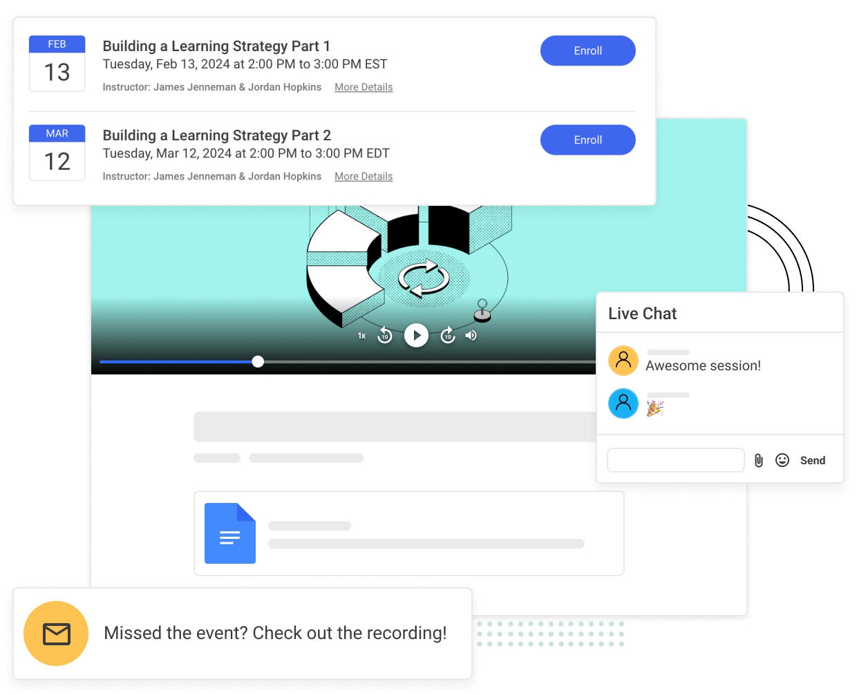 UI Examples of Virtual Events in the Intellum Platform