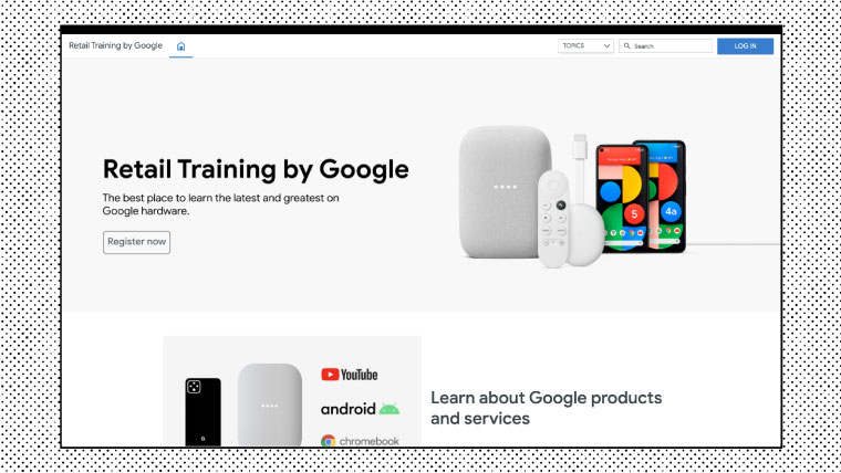 Homepage example of the Google Retail Training website on the Intellum Platform