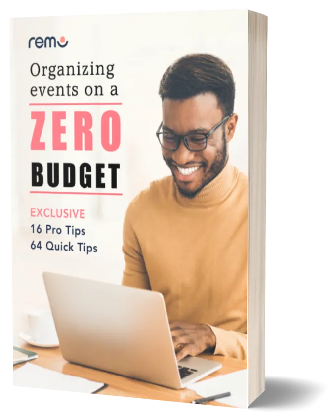 a book cover for organizing virtual events on a zero budget with 80 free tips.