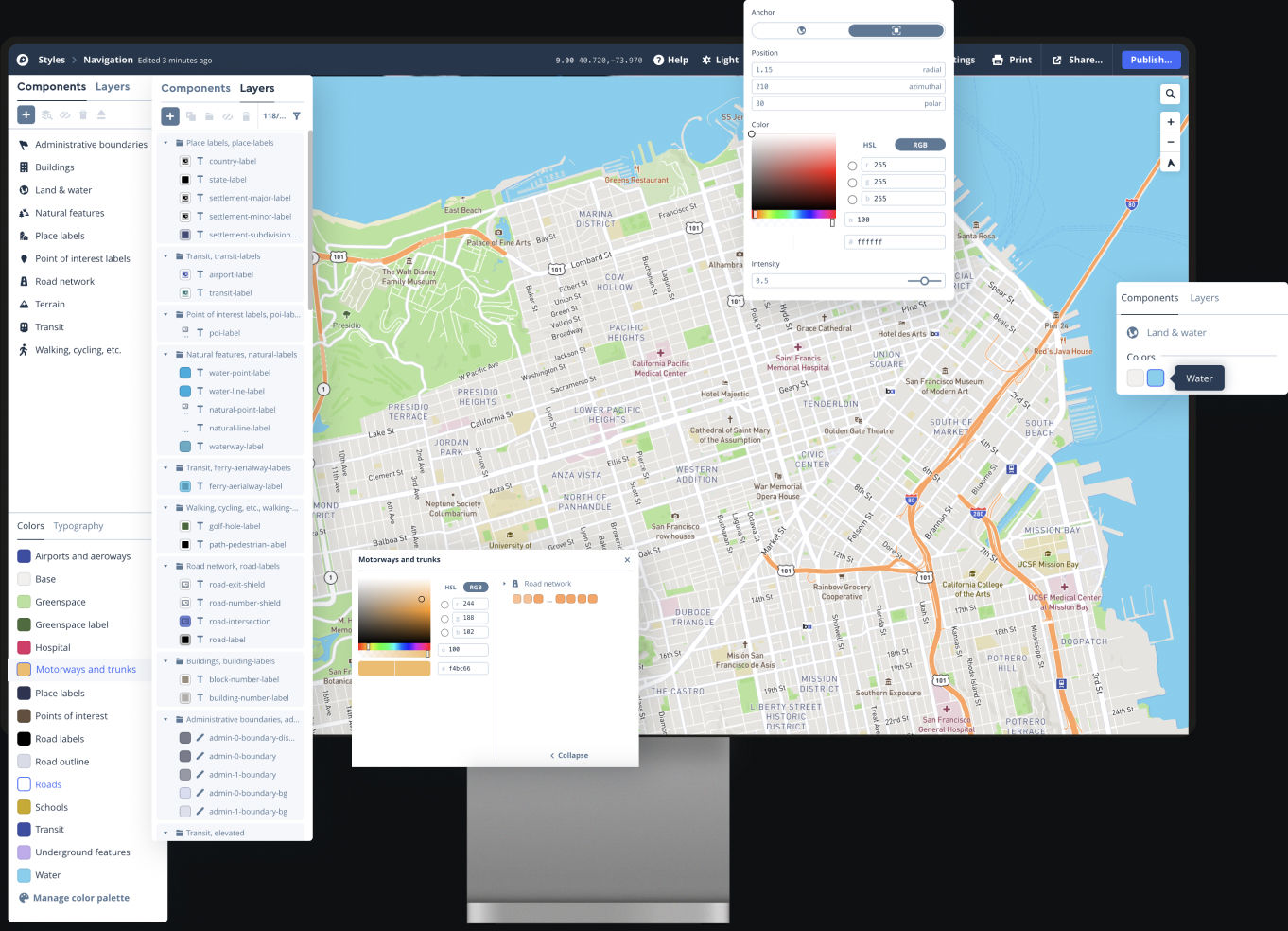Mapbox studio interface shows how to change style of a map.