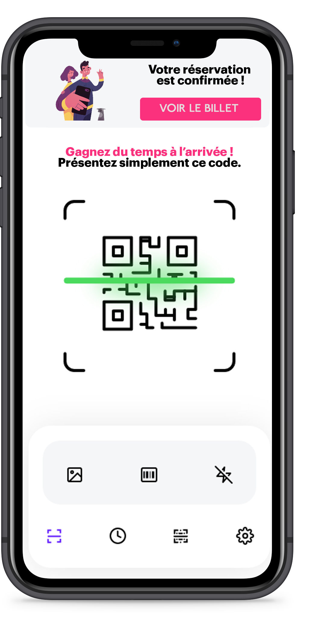 Screenshot of mobile phone elloha helps you create a platform to simplify the arrival of your customers with a qr code