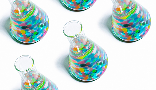 flasks filled with colourful liquid