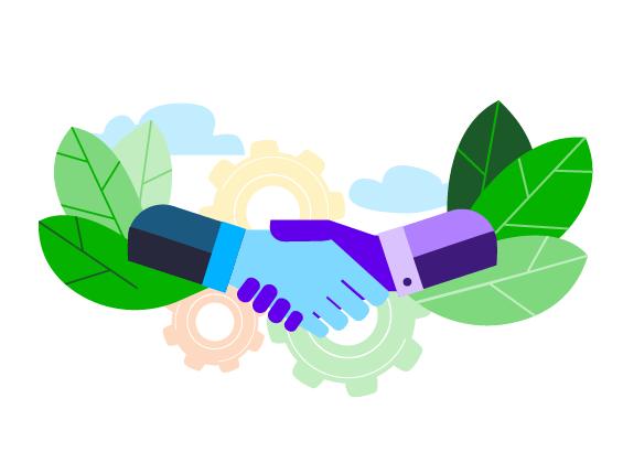 Corporate social responsibility handshake illustration