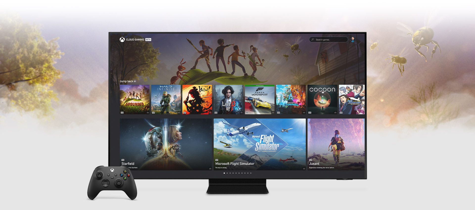 Xbox App Home screen on a Samsung smart TV