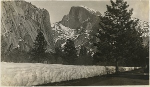 96-07-08-alb10-343, A view of snow-covered Half Dome at Yosemite National Park, c. 1932