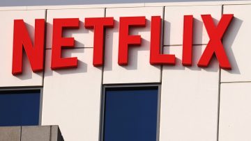 The Netflix logo is displayed at Netflix's Los Angeles headquarters on October 07, 2021 in Los Angeles, California.