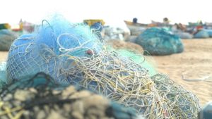 Fishing nets on a beach