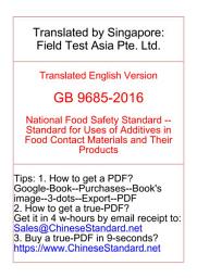 Icon image GB 9685-2016 Translated English of Chinese Standard. GB9685-2016: National Food Safety Standard -- Standard for Uses of Additives in Food Contact Materials and Their Products