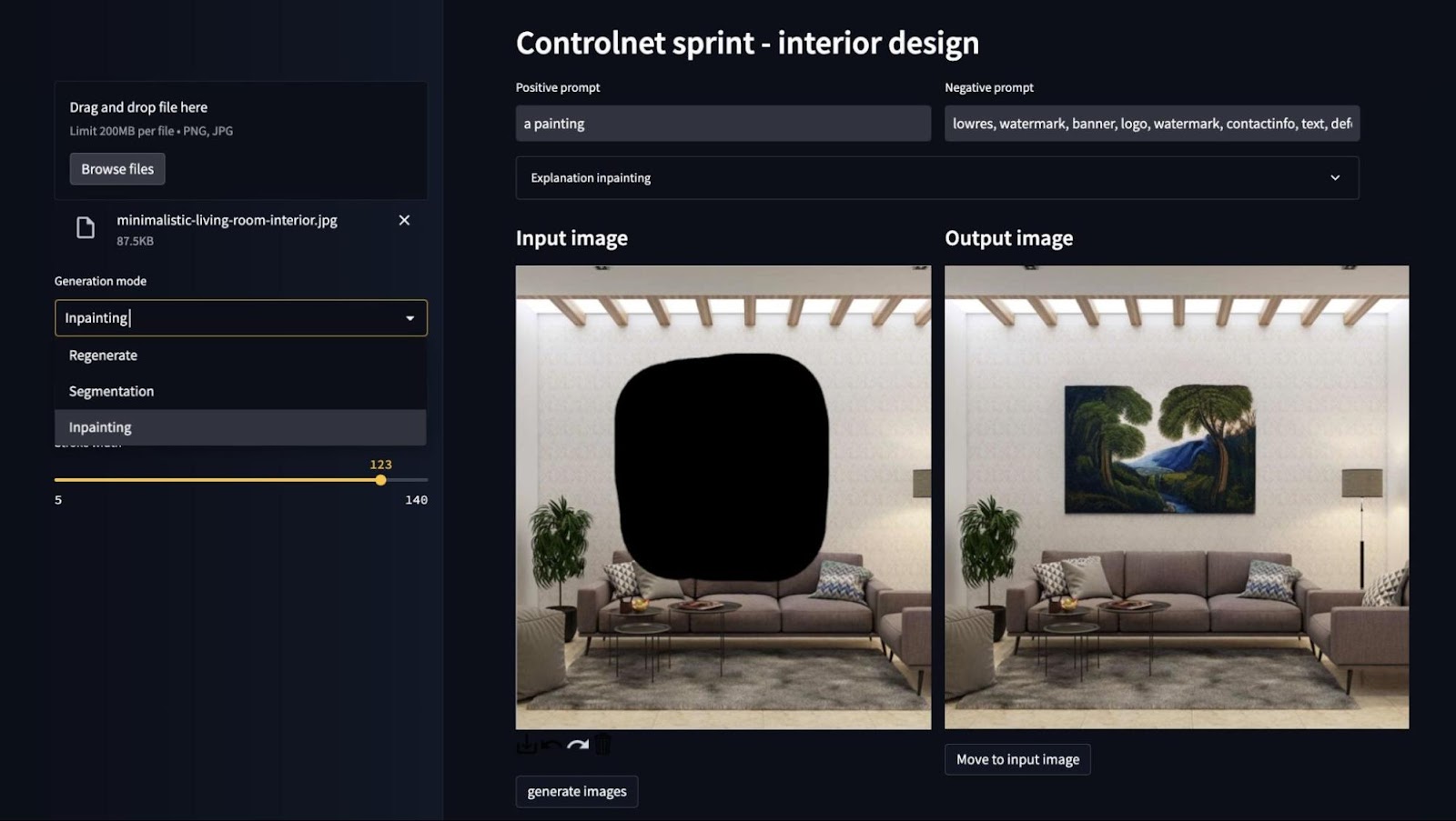 Screencap of a project using ControlNet for interior design
