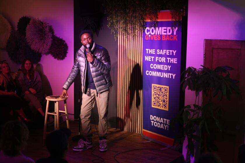Los Angeles, CA - April 05: Comedian Byron Bowers performs during the Bergamot Comedy Fest at The Crow on Friday, April 5, 2024 in Los Angeles, CA. (Michael Blackshire / Los Angeles Times)