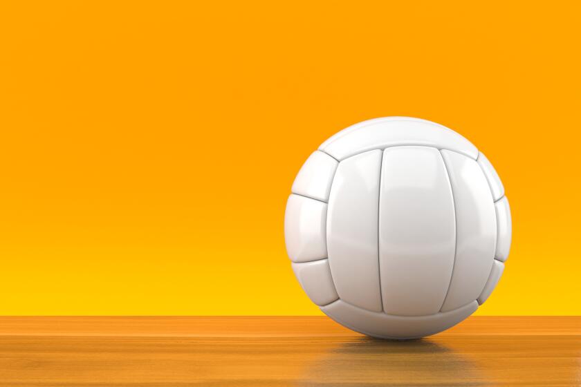 Volleyball ball on orange background. 3d illustration
