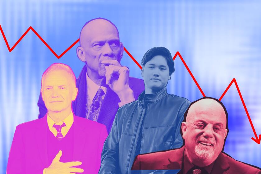From left, Sting, Kareem Abdul-Jabbar, Shohei Ohtani and Billy Joel, are among athletes and entertainers fleeced of money by trusted advisers