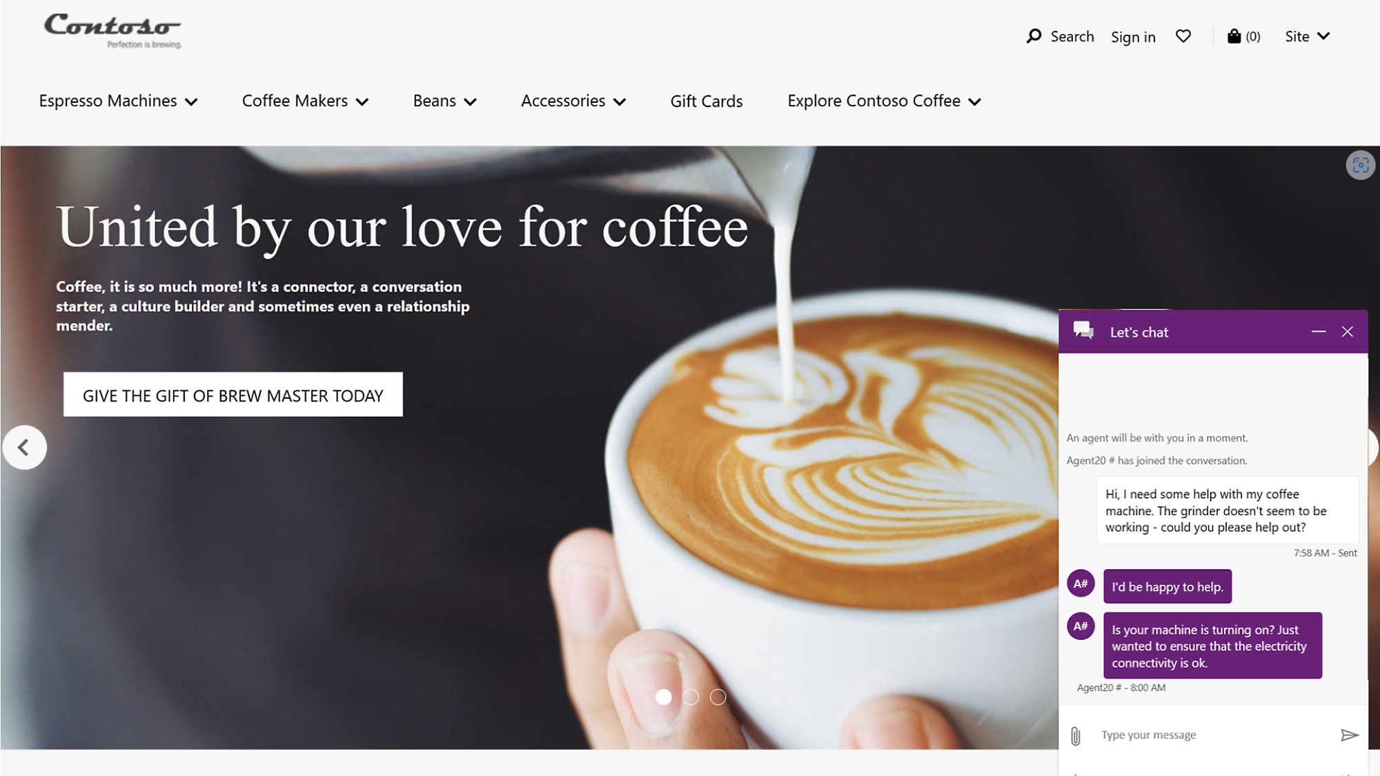 Μια τοποθεσία web με μια κούπα καφέ και ένα φλιτζάνι καφέ.