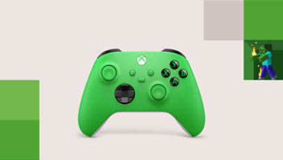 Immagine del controller wireless per Xbox Velocity Green ispirato a Minecraft.