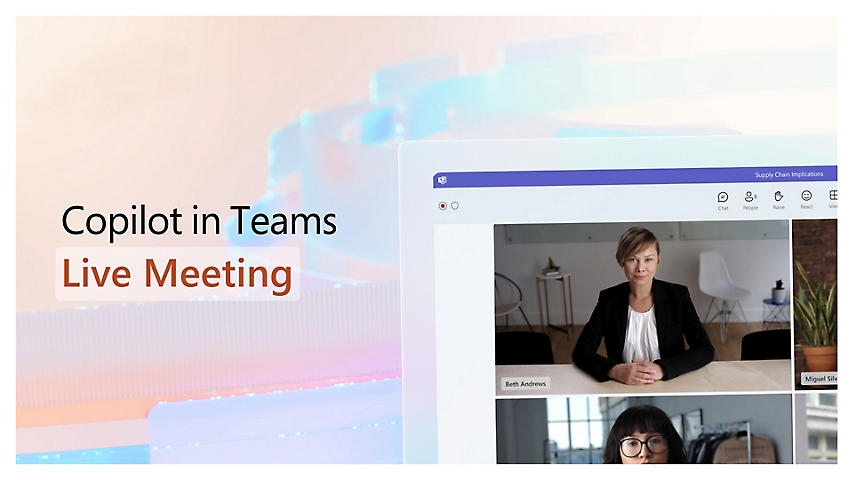 Ekrānuzņēmums ar Copilot pakalpojumā Teams Live Meeting