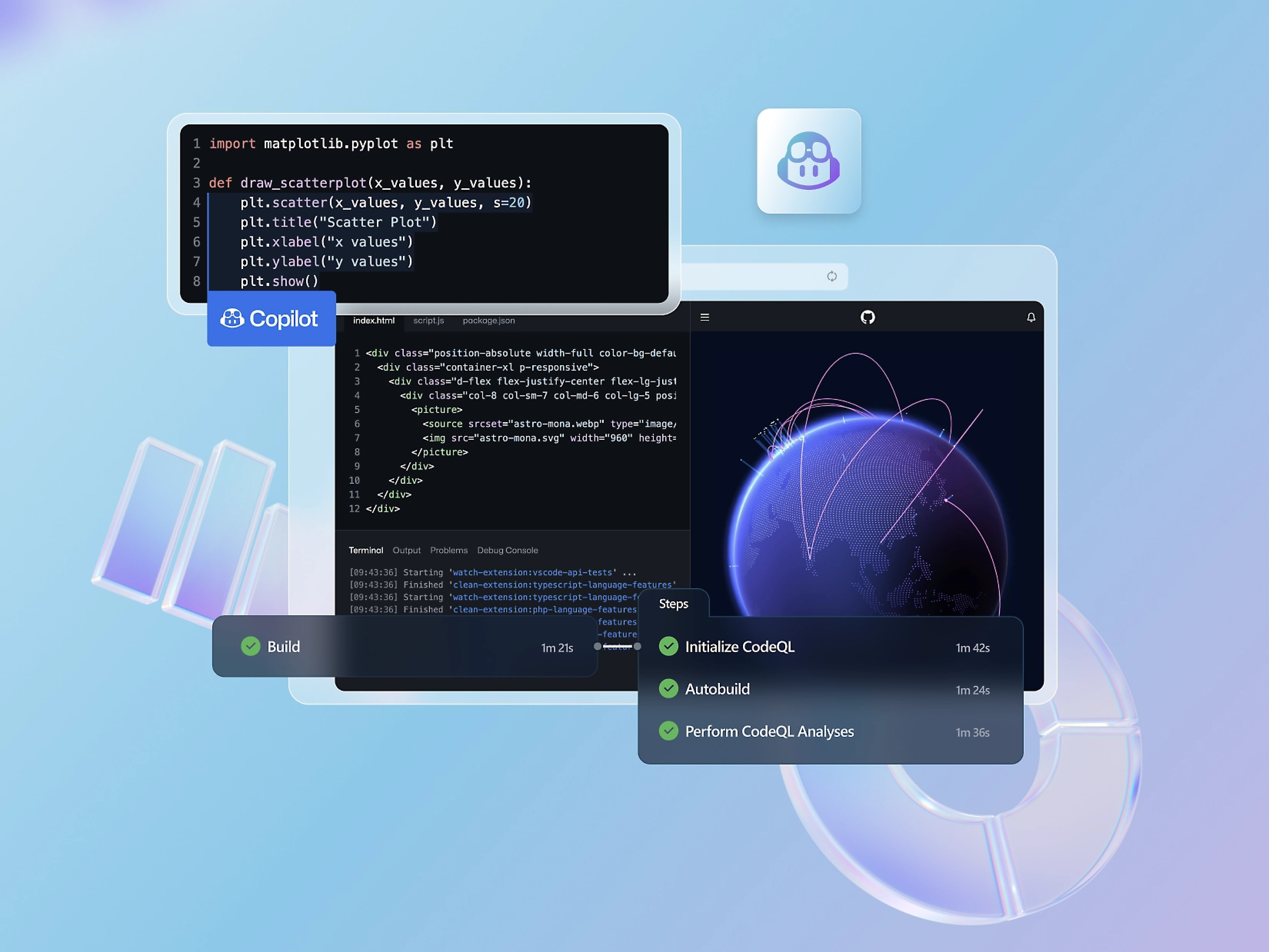 Snímka obrazovky nástroja GitHub Copilot
