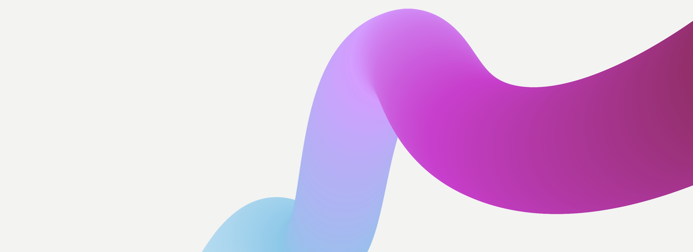Abstract graphic of a flowing ribbon with a gradient from blue to purple on a white background.