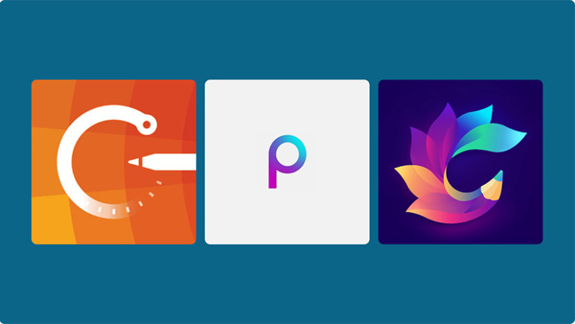 Concepts app logo, Picsart app logo, Coloring Book app logo