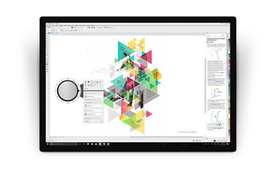Surface Dial accesses tools in CorelDRAW Graphics Suite.