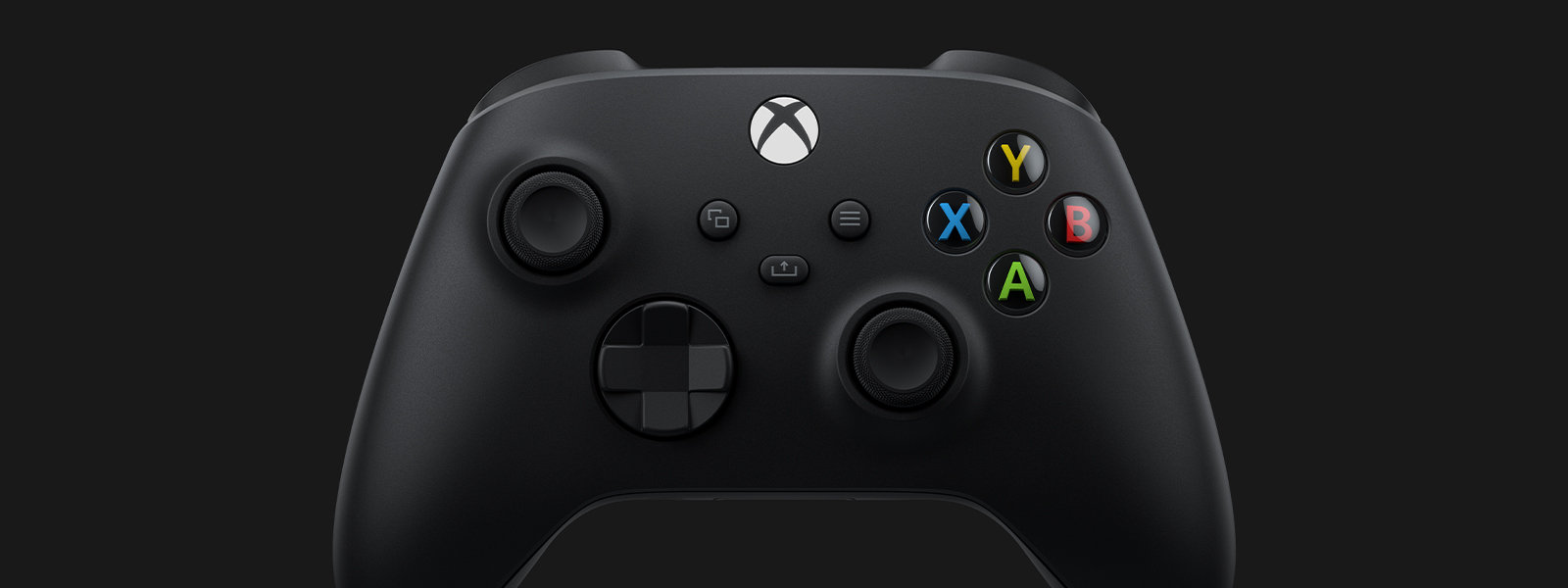 Front angle view of the Xbox Wireless Controller – Carbon Black