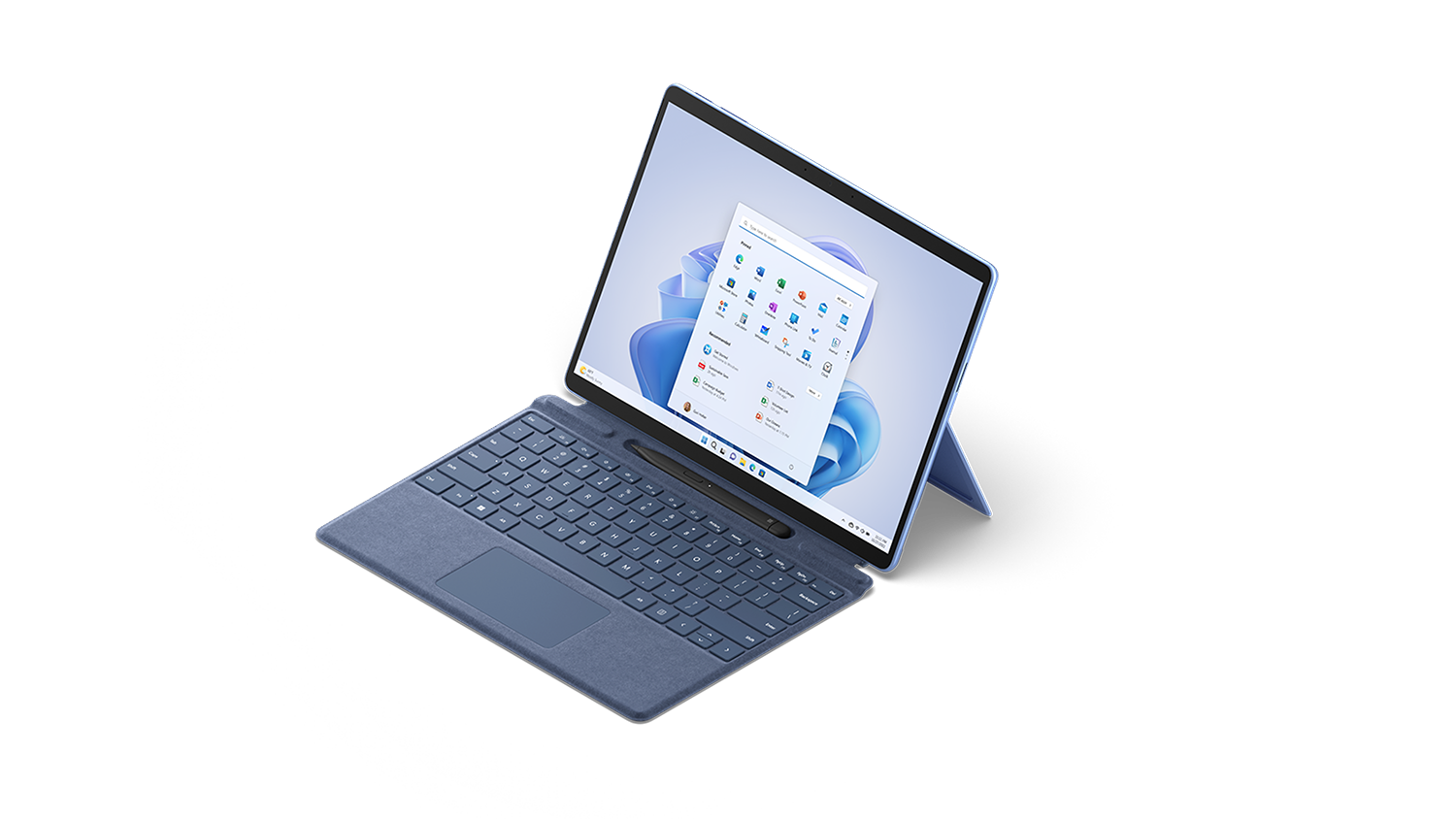 Una Surface Pro 9 Zafiro con teclado y Slim Pen 2