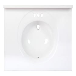 Arstar Standard Cultured Marble Bathroom Sink 37 in. W X 22 in. D White