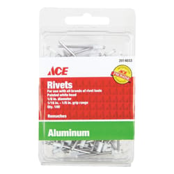 Ace 1/8 in. D X 1/8 in. Aluminum Blind Rivets White 100 pk