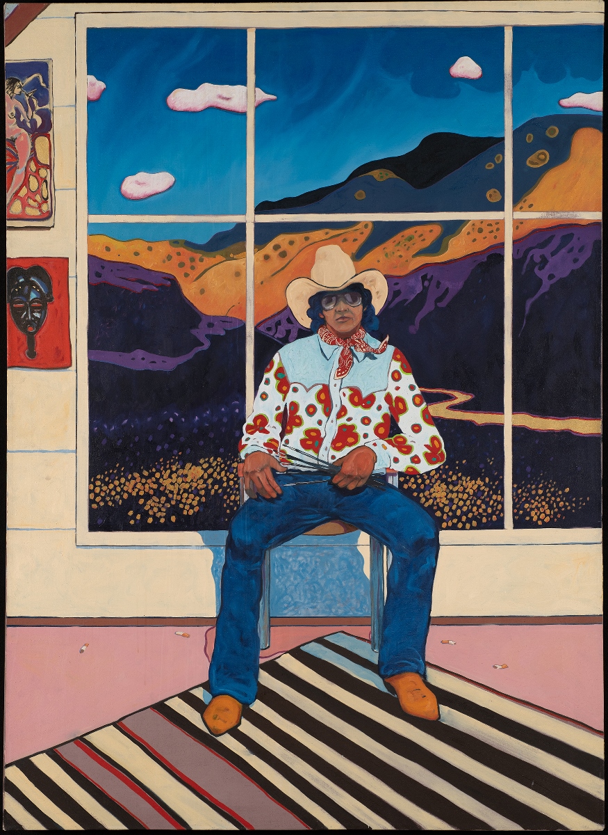 T.C. Cannon (Kiowa/Caddo). Self Portrait in the Studio. 1975. © The Estate of T.C. Cannon; Tia Collection, Santa Fe, NM. James Hart Photography